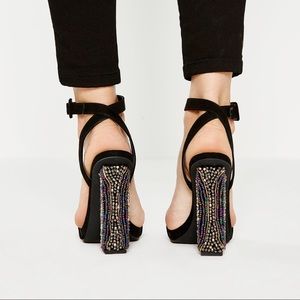 Missguided Beaded Block Heel Strappy Sandal Unique
